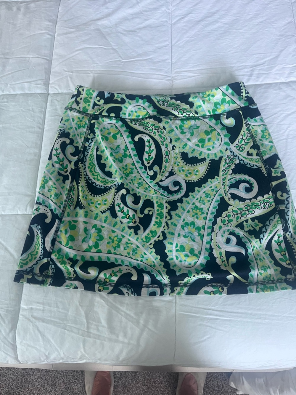 Talbots Navy and Green Paisley Skort